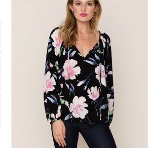 Yumi Kim Paradise Found Black Raven Silk Blouse Size Medium